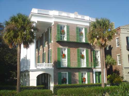 Home decorated for Christmas in Charleston